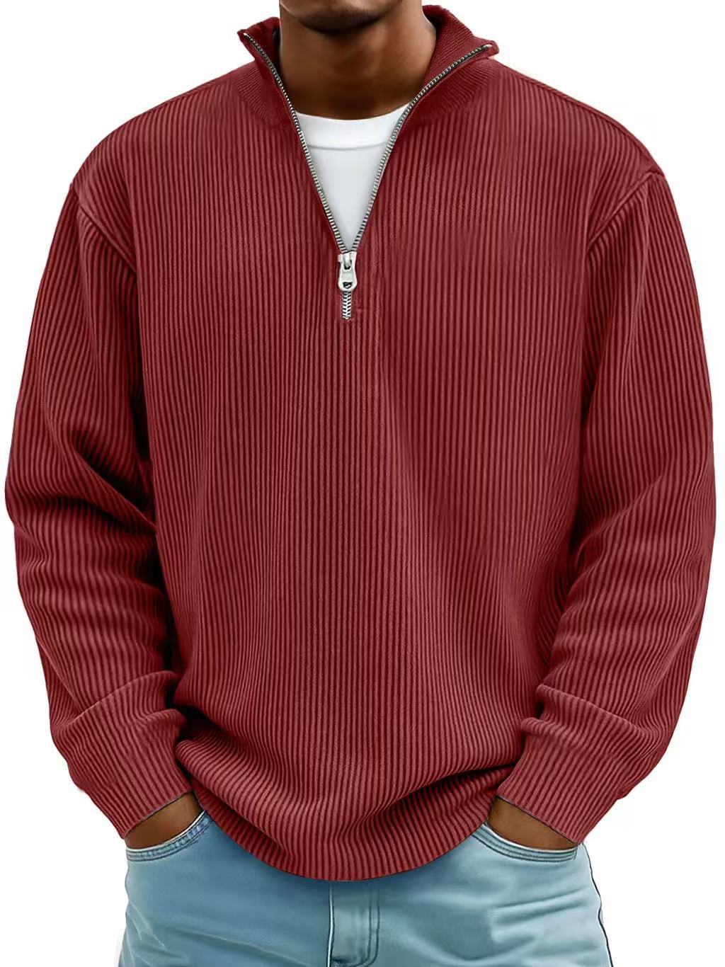 Men’s Corduroy Stand Collar Sweatshirt