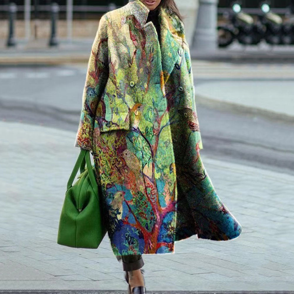 Women's Color Block Plaid Coat | Long Sleeve Fashion Jacket