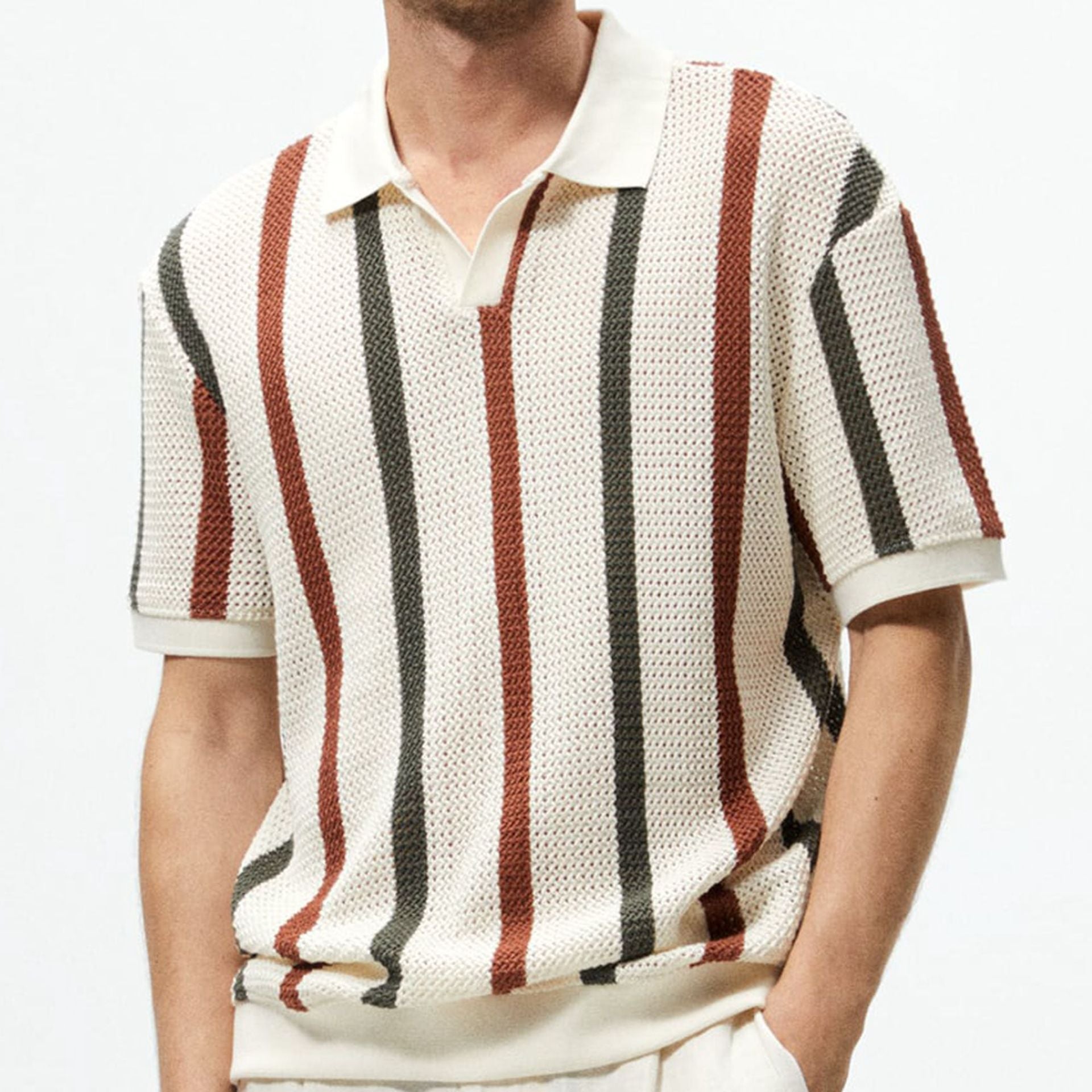 Men's Chunky Knit Sweater | Breathable Open Weave Pullover