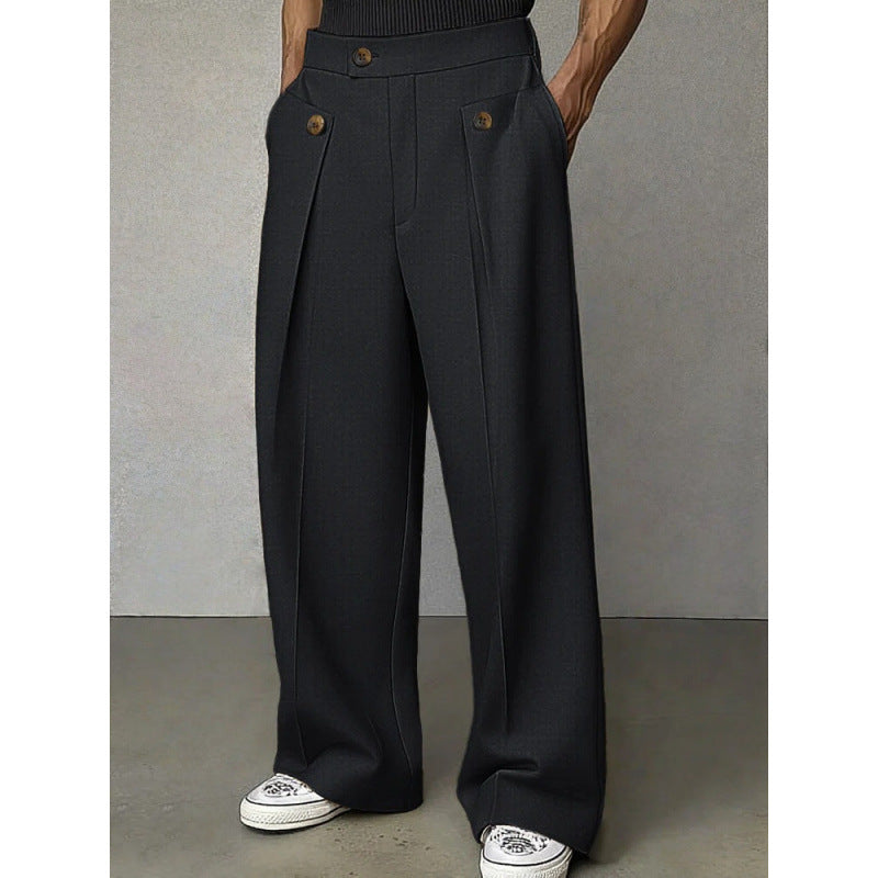 Men's Polyester Casual Trousers - Loose Straight Fit