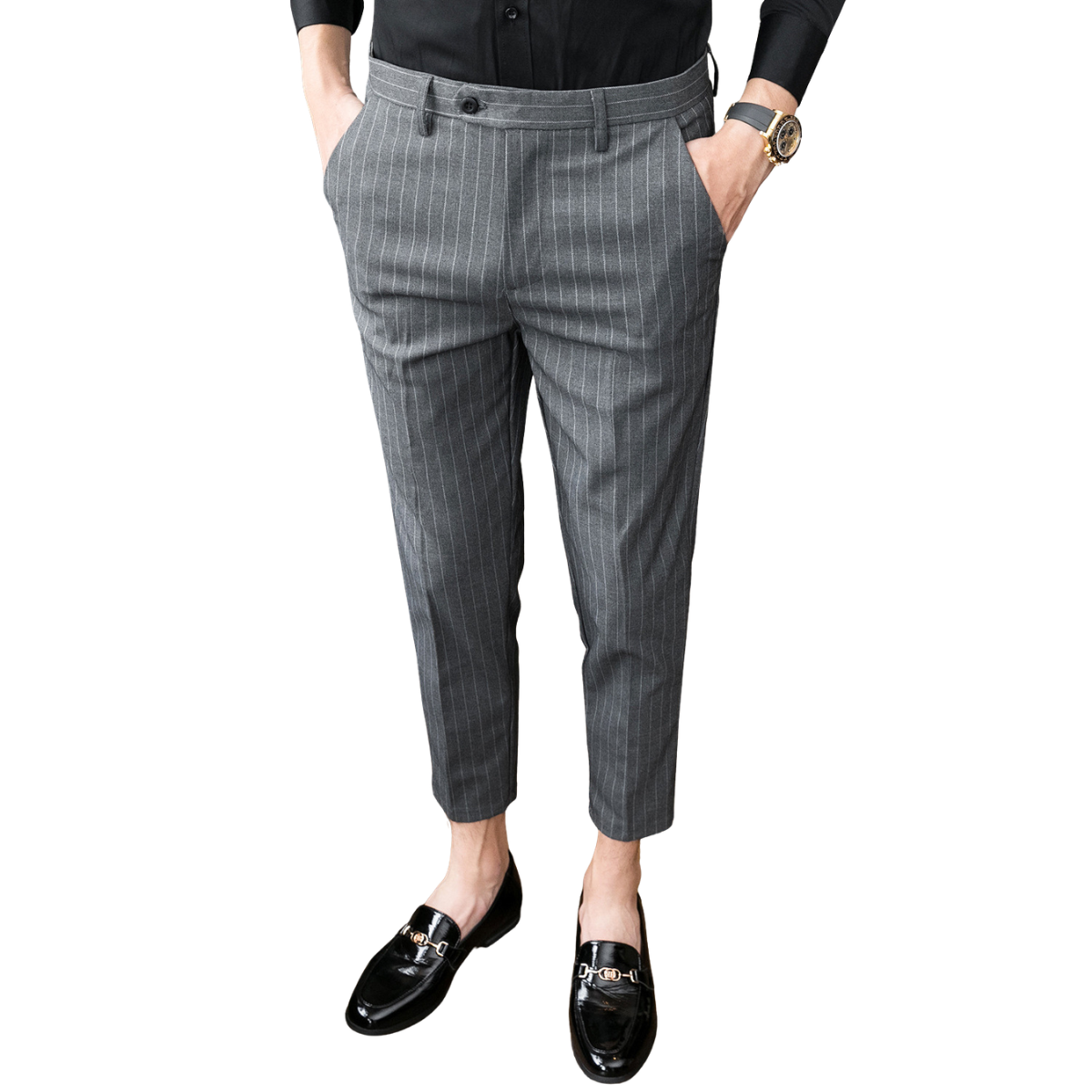 Men's Slim Fit Straight Leg Pants – Business Casual Micro Elastic