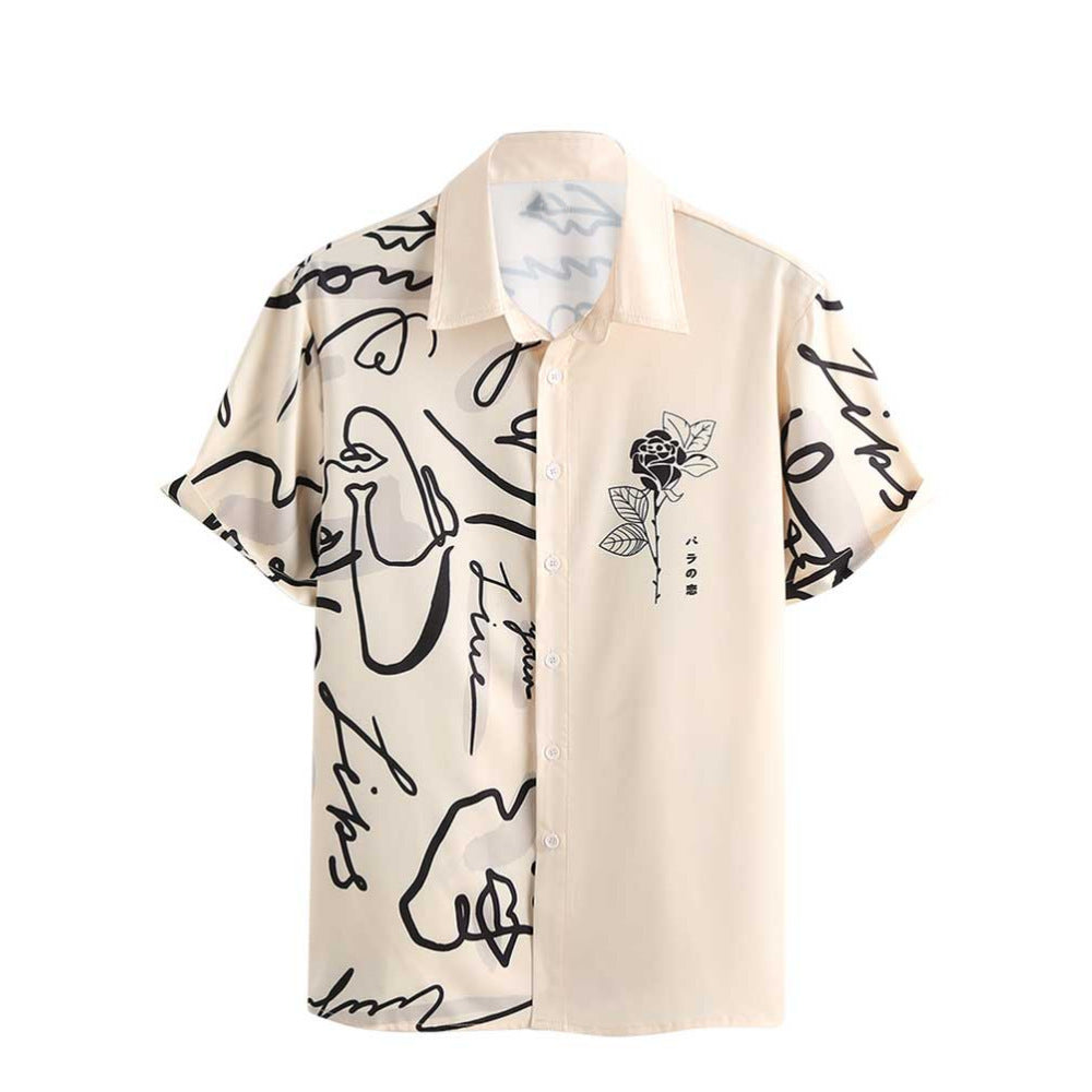 Men's Floral Print Button Front Hawaiian Shirt – Short Sleeve Beach Top