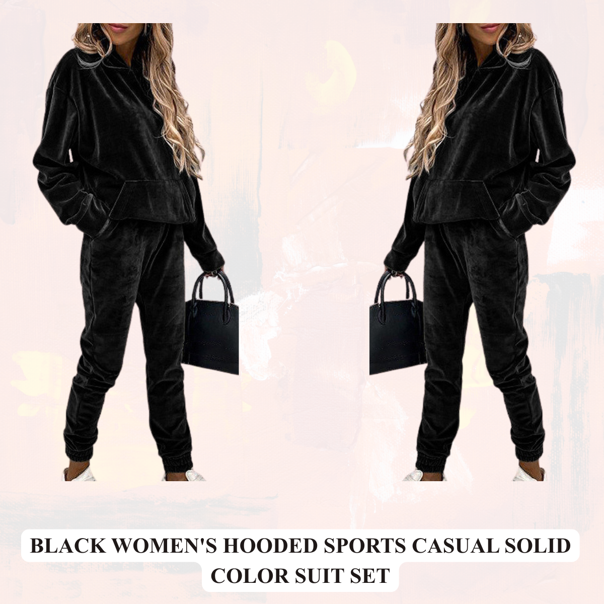 Women's Hooded Sports Casual Solid Color Suit Set