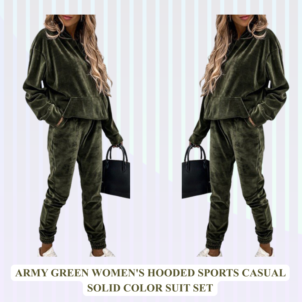 Women's Hooded Sports Casual Solid Color Suit Set