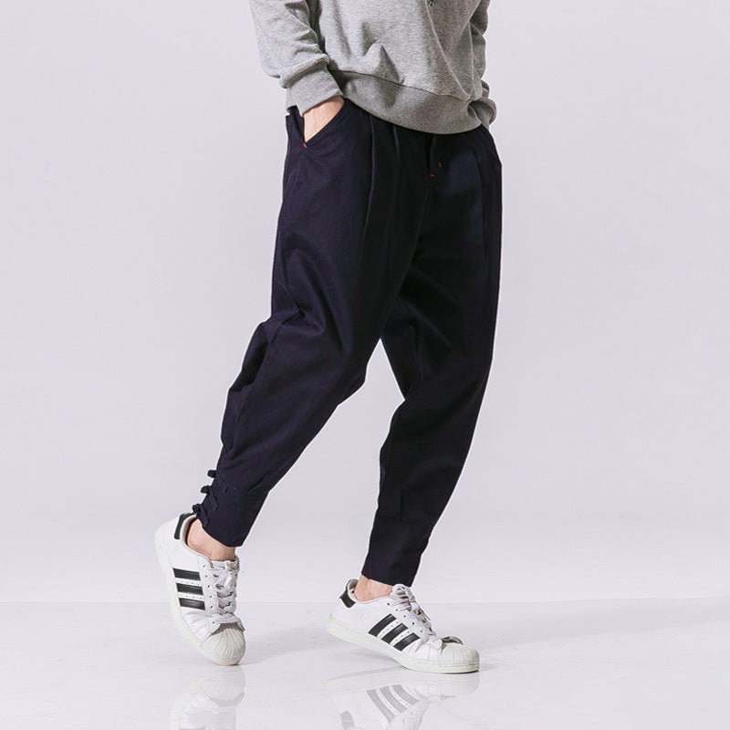 Men's Chinese Style Casual Pants | Mouth Buckle Closure Relaxed Fit