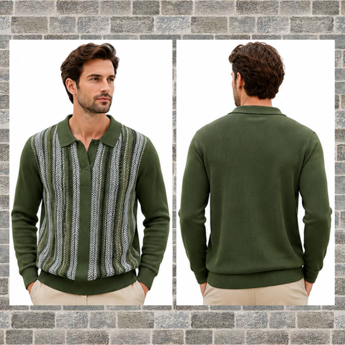 Men's Striped Jacquard Knit Pullover Sweater – Long Sleeve Casual