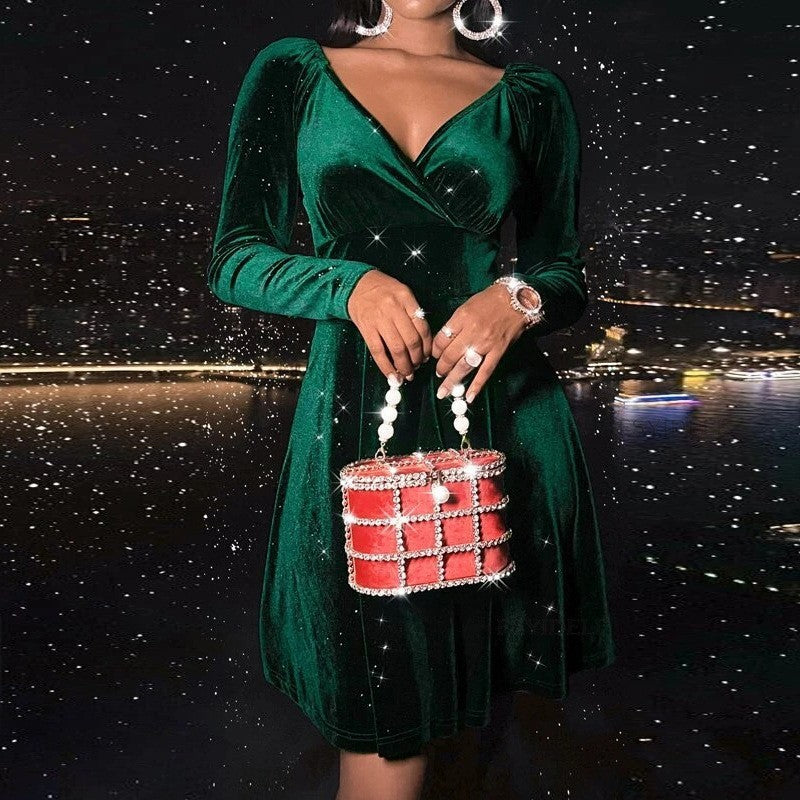 Women's V-Neck Swing Dress