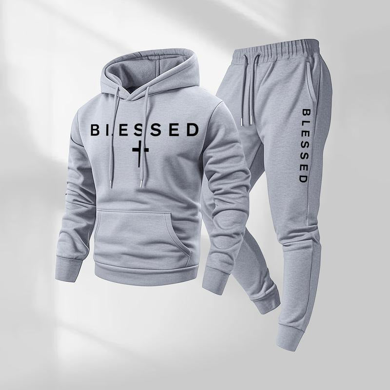 Men's Blessed Graphic Hoodie & Jogger Pants Set - 11 Colors