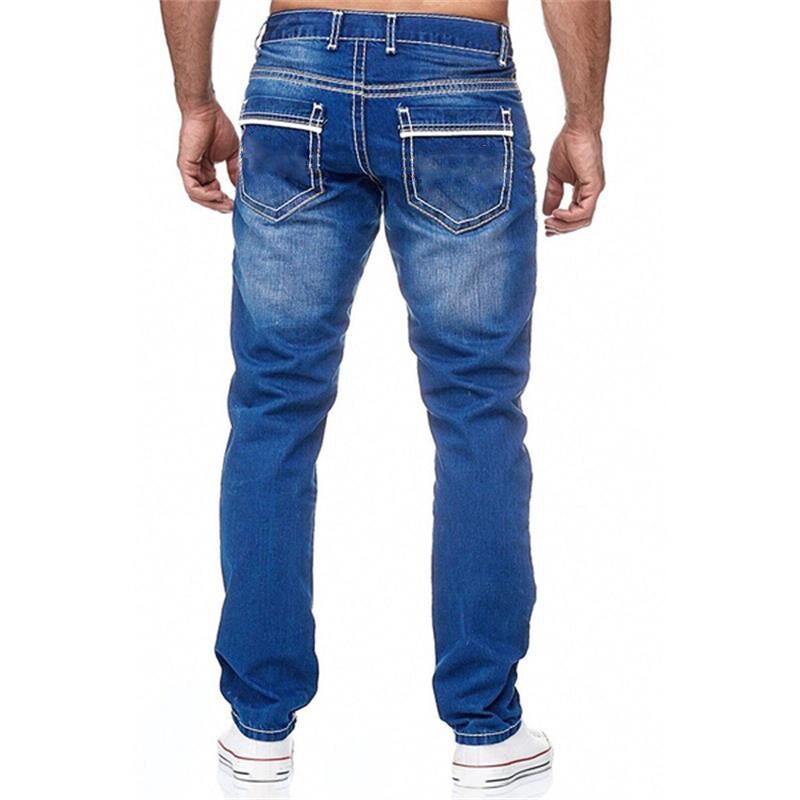 Men's Straight Leg Jeans | Business Casual Cotton Pants with Pockets