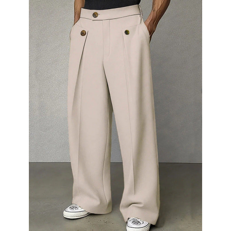 Men's Polyester Casual Trousers - Loose Straight Fit