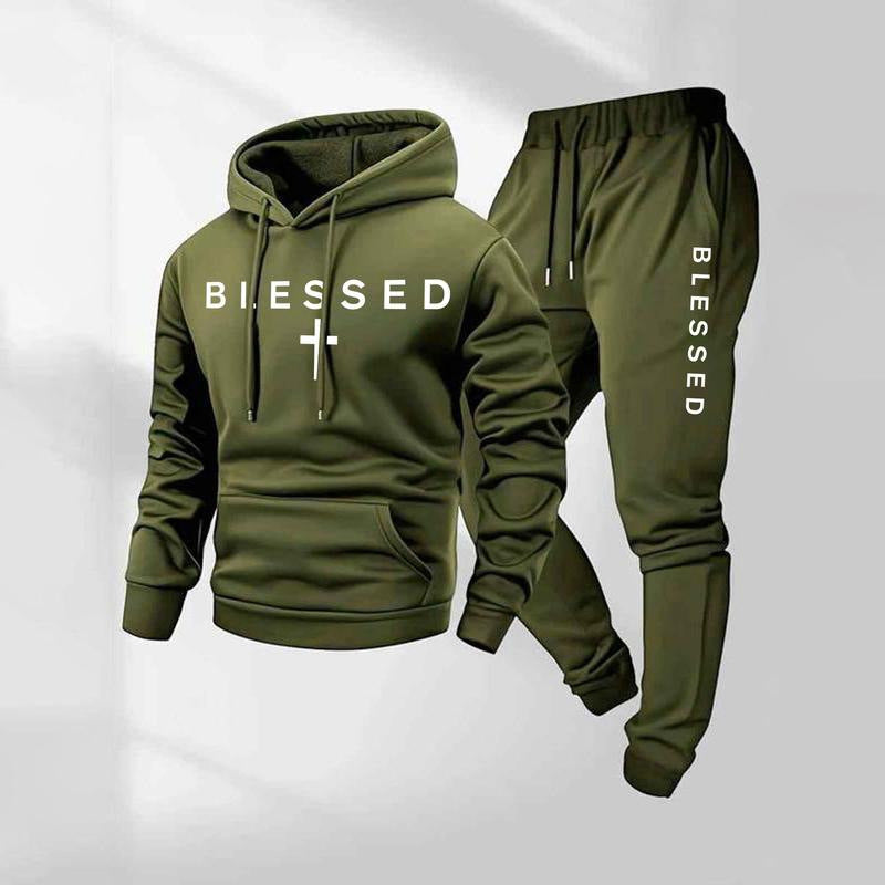 Men's Blessed Graphic Hoodie & Jogger Pants Set - 11 Colors