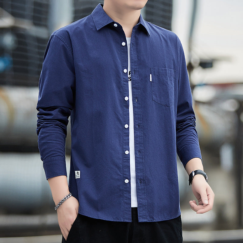 Men's Cotton-Blend Casual Shirt - Regular Fit, Turn-Down Collar