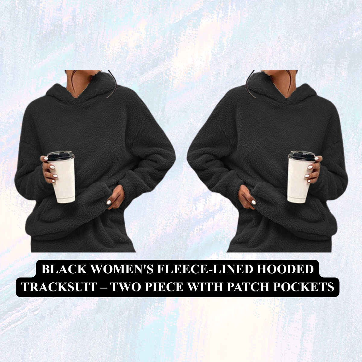 Women's Fleece-Lined Hooded Tracksuit – Two Piece with Patch Pockets