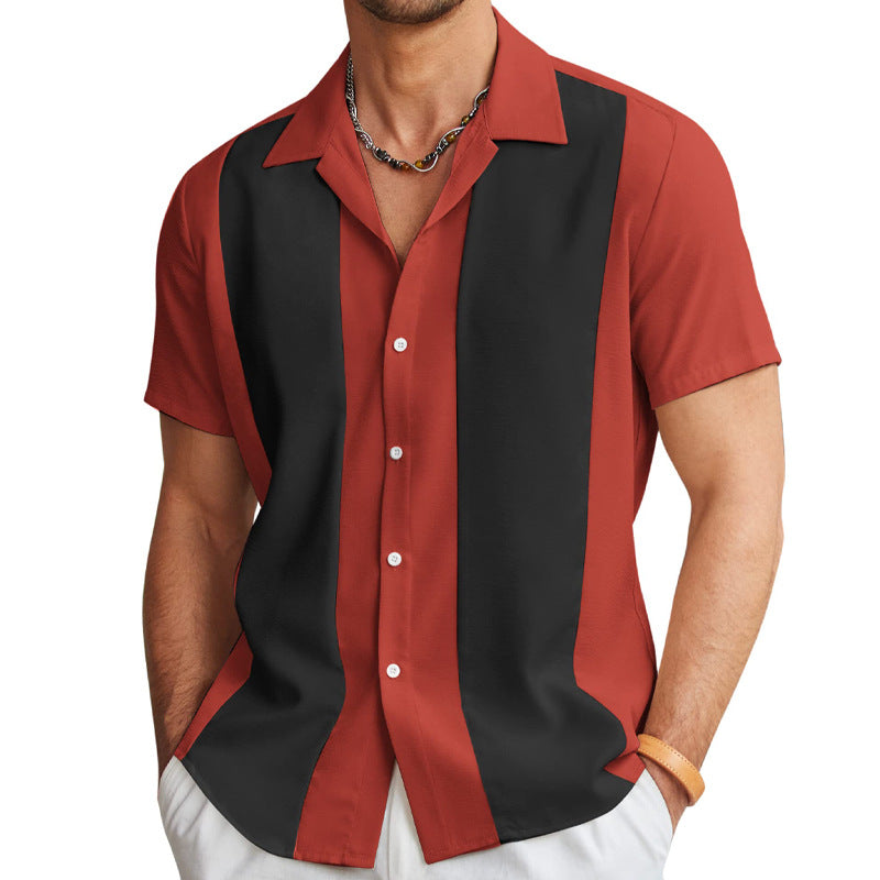 Men's Slim Fit Striped Hawaiian Shirt – Short Sleeve Casual