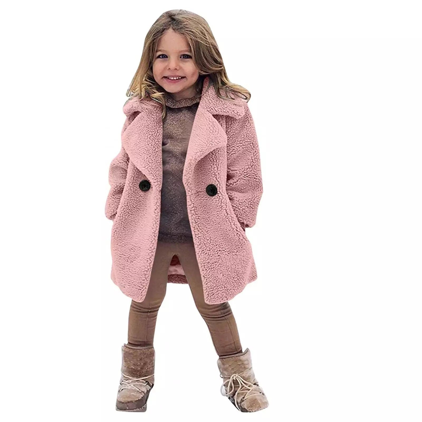 Girl's Classic Trench Coat | Lapel Collar Solid Color Jacket