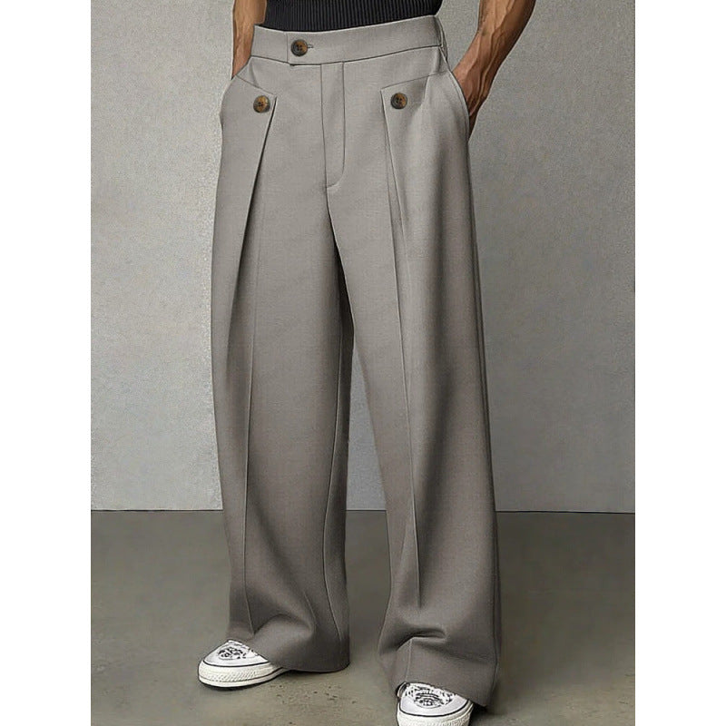 Men's Polyester Casual Trousers - Loose Straight Fit