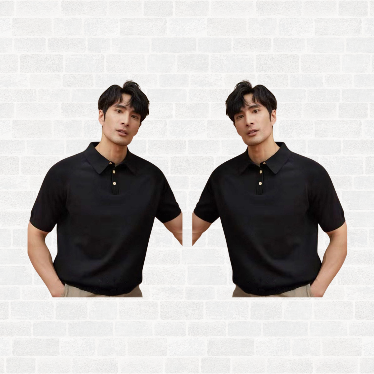 Men's Retro Lapel Knit Polo T-Shirt – Short Sleeve Loose Fit