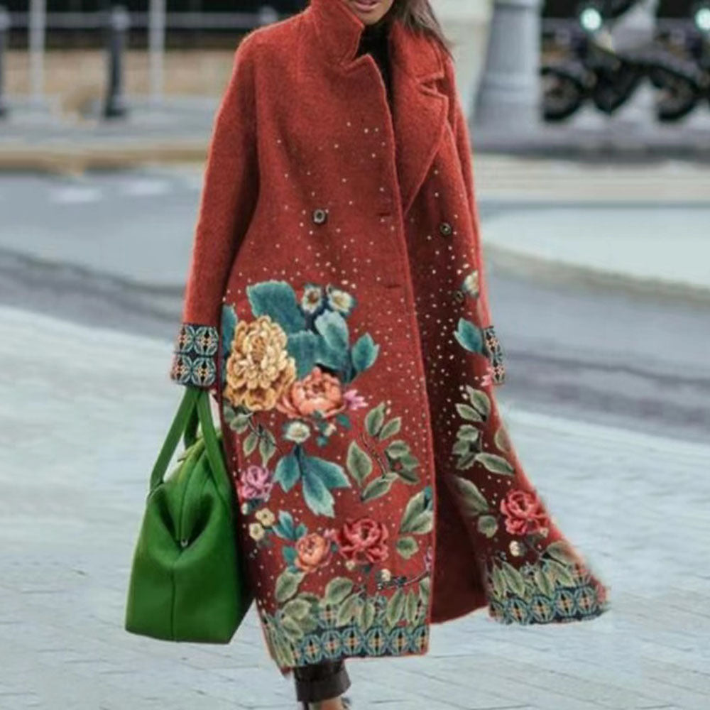 Women's Color Block Plaid Coat | Long Sleeve Fashion Jacket