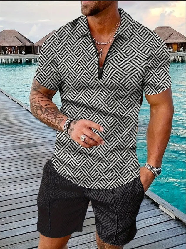 Men's Polo & Shorts Set | Sports Short Sleeve Outfit