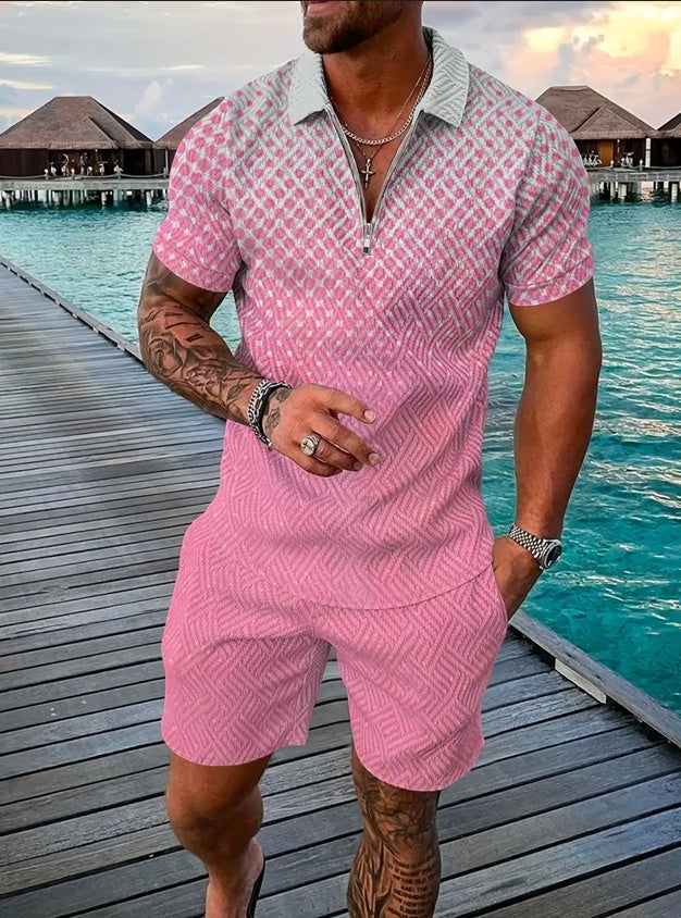 Men's Polo & Shorts Set | Sports Short Sleeve Outfit