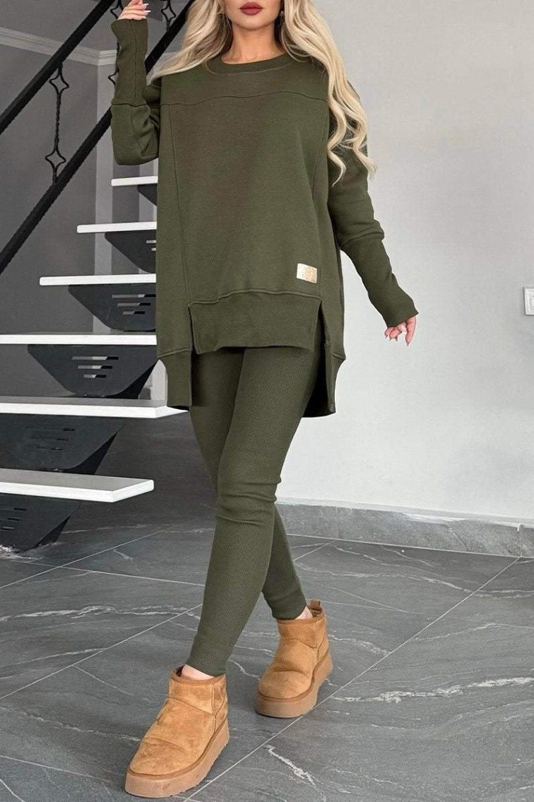Women's Slit Sleeve Top & Trousers Set | Fashion Suit Outfit