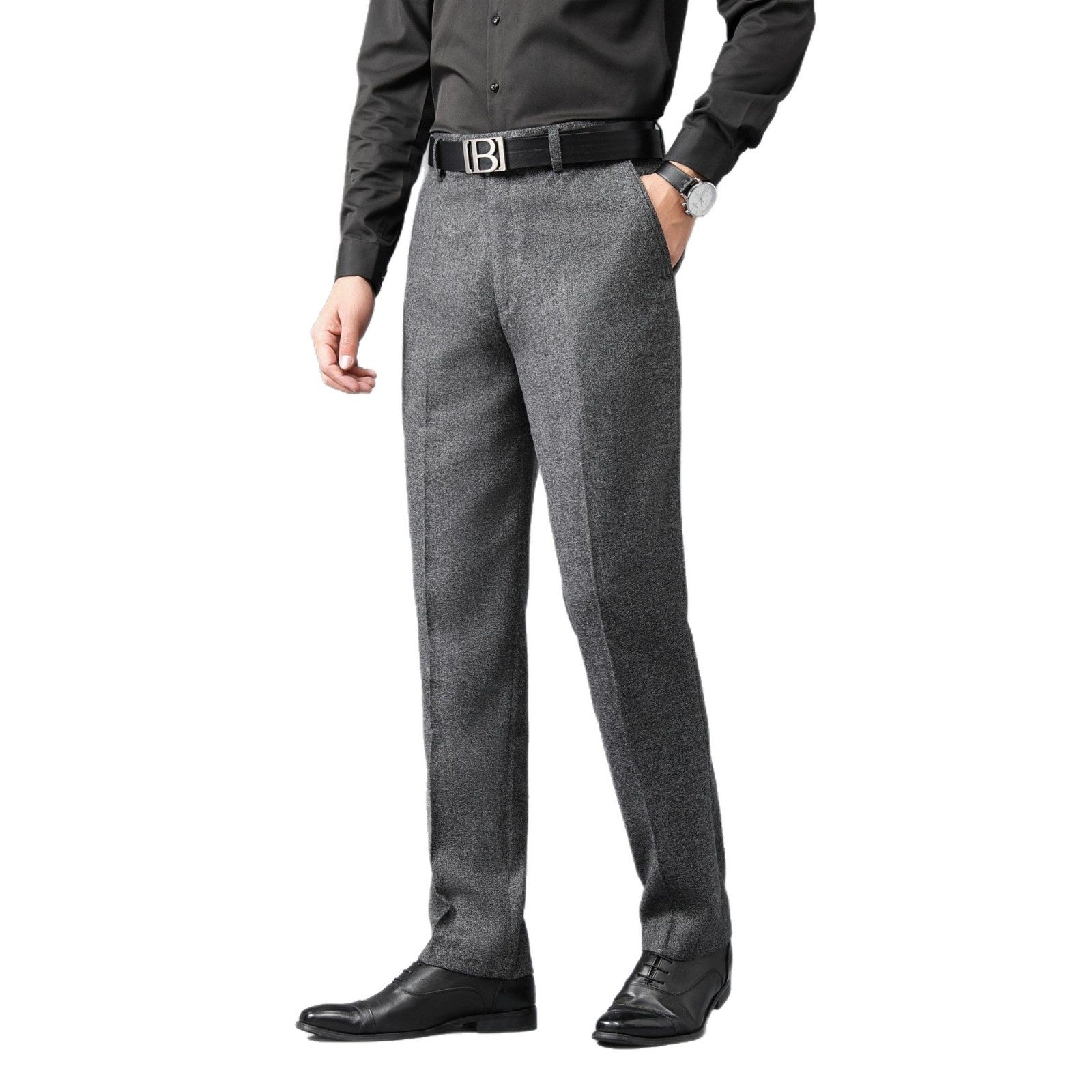 Men's Comfort Fit Suit Pants | Loose Straight Leg High Waist Trousers