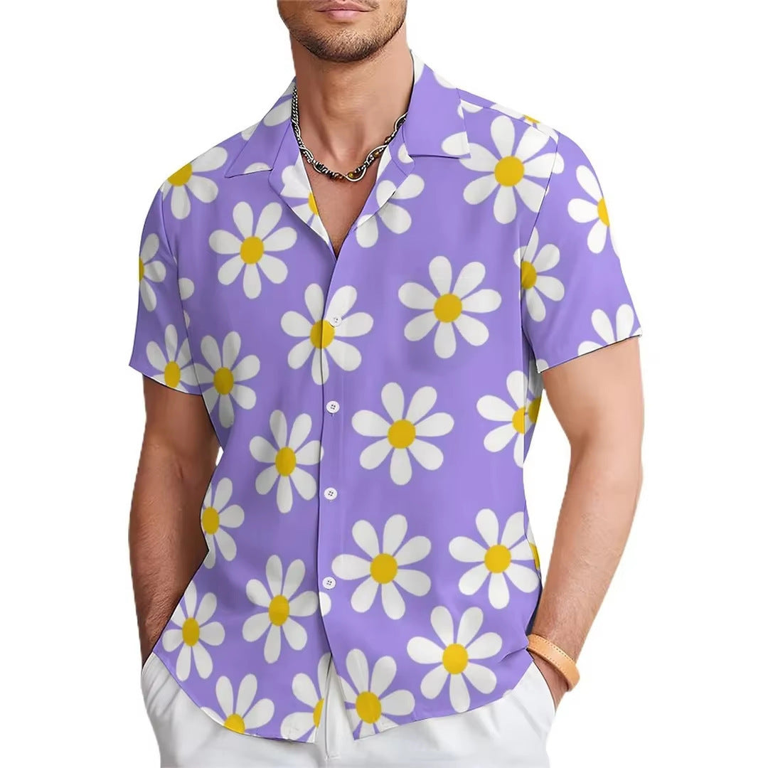 Men's Relaxed Fit Floral Print Shirt – Short Sleeve Casual Top