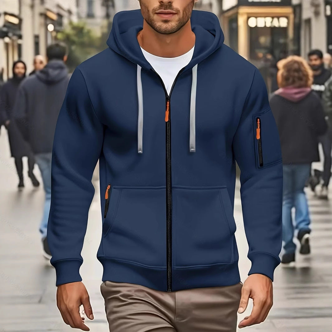 Men's Zip-Up Hooded Sweatshirt | Casual Sports Cardigan Jacket