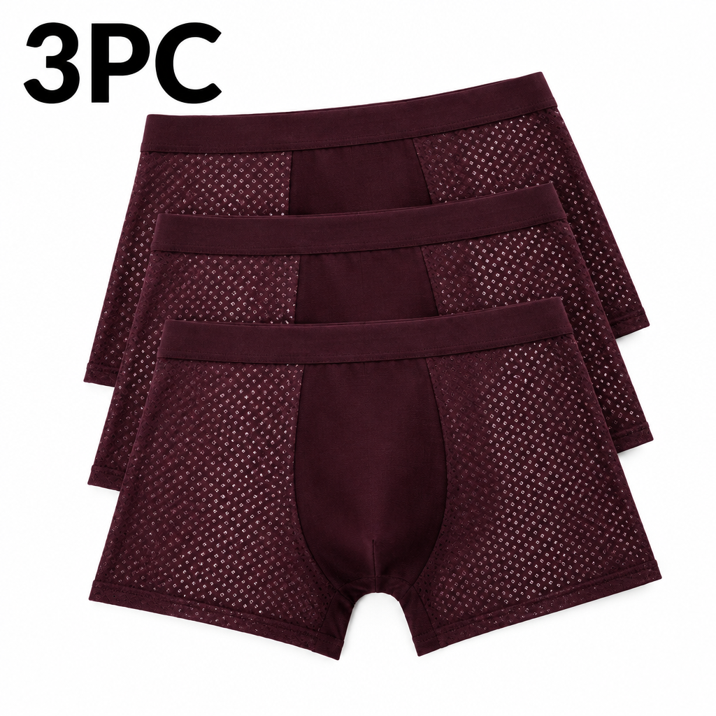 3PC Burgundy Red Boxer Briefs
