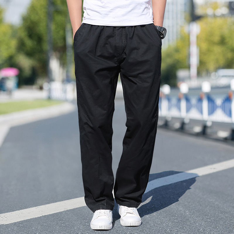 Men's Cotton Cargo Pants - Loose Fit Straight Leg