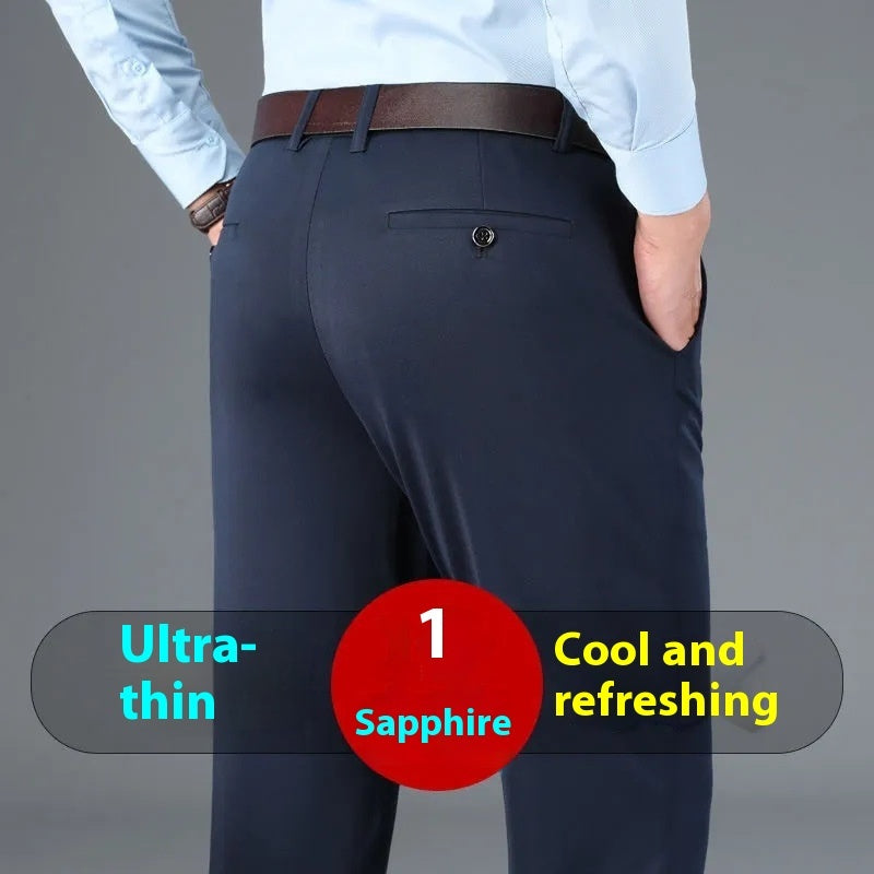 Men's Stretch Business Pants | Non-Iron Straight Leg Dress Trousers