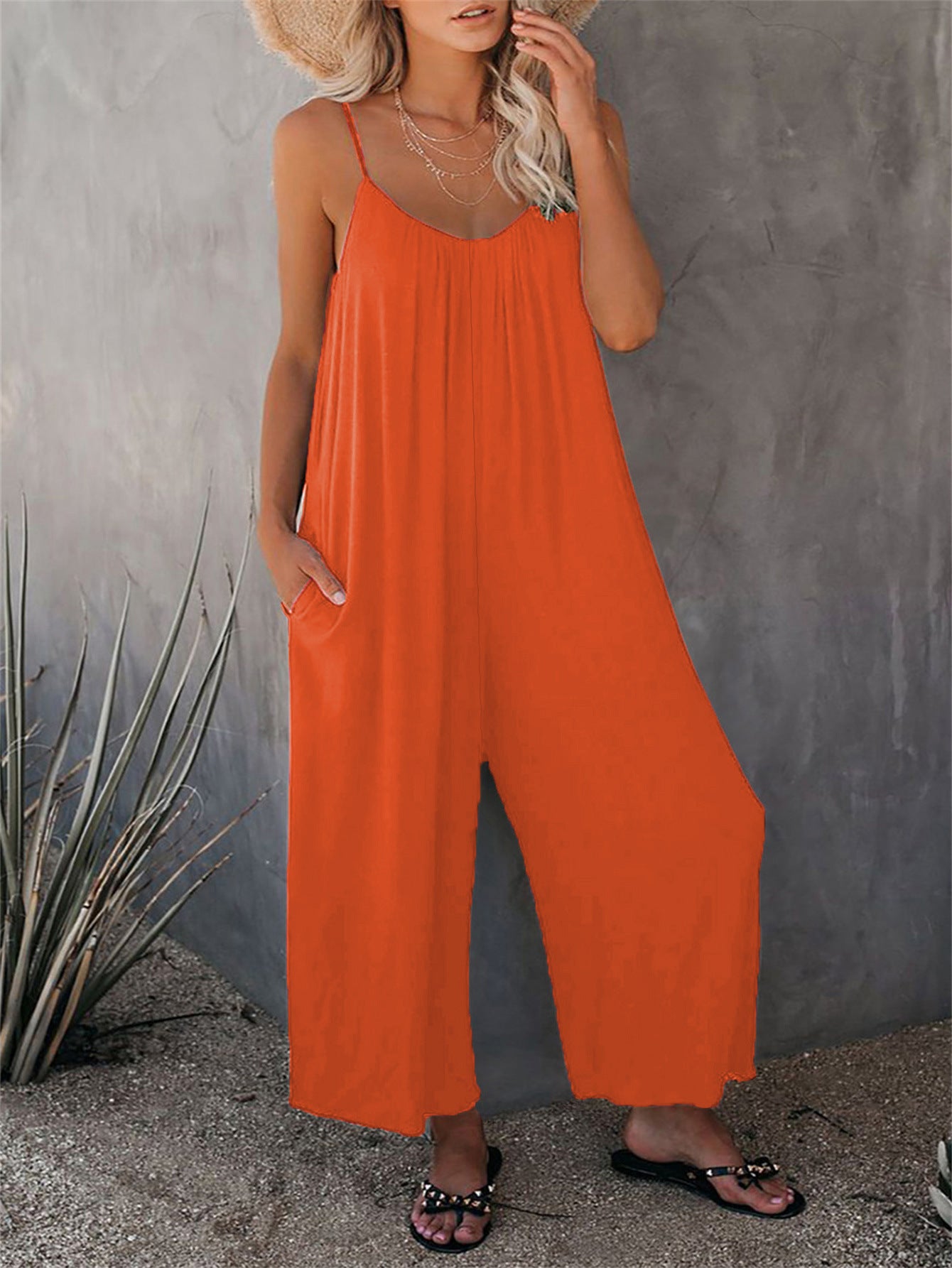 Women's Sling Jumpsuit | Street Fashion Loose Fit Romper with Pocket
