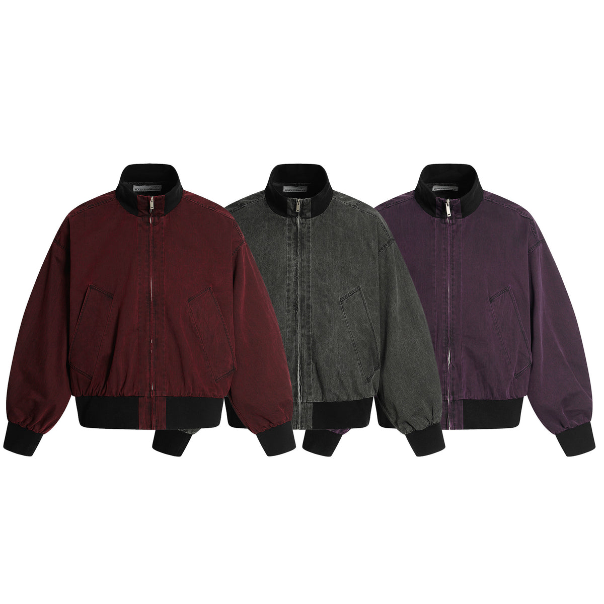 Men's Washed Cotton Jacket - Stand Collar, Loose Fit