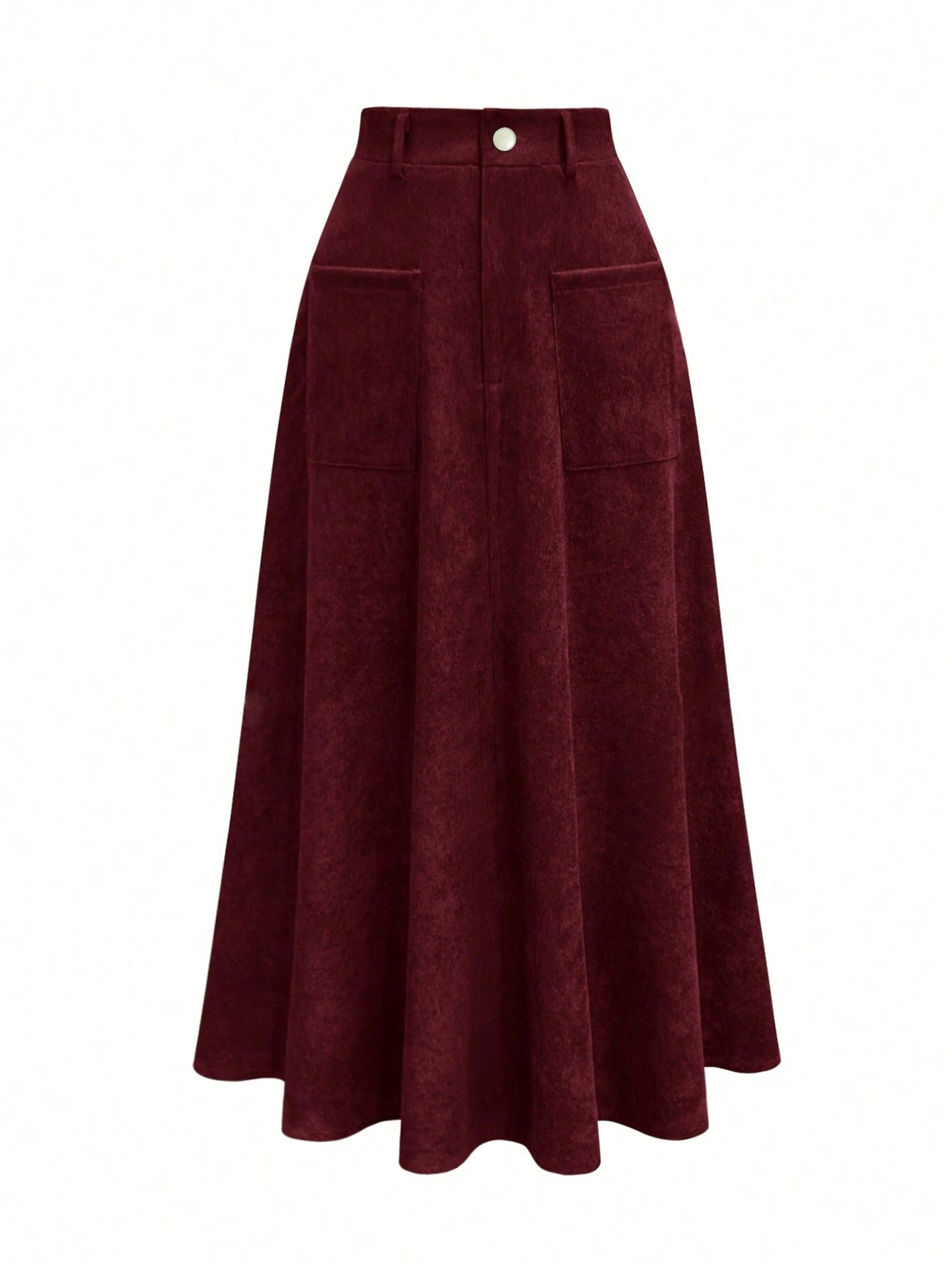 Women's Long A-Line Skirt - Solid Color Polyester