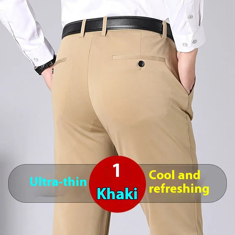 Men's Stretch Business Pants | Non-Iron Straight Leg Dress Trousers