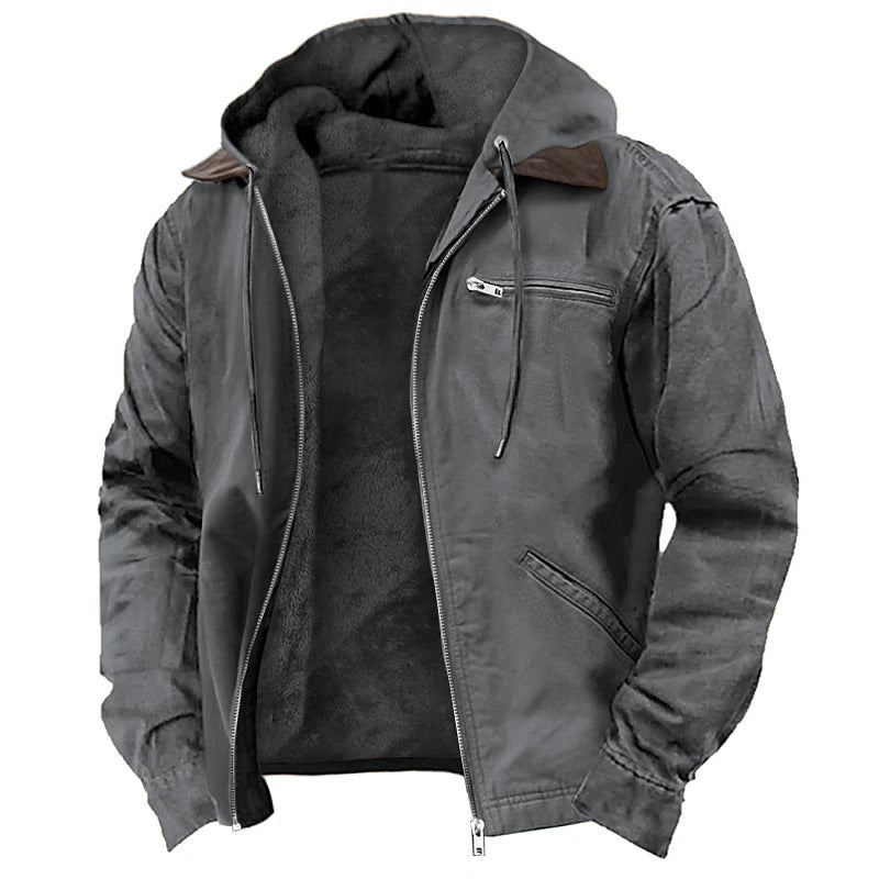 Men’s Winter Fleece Hooded Zip-Up Jacket