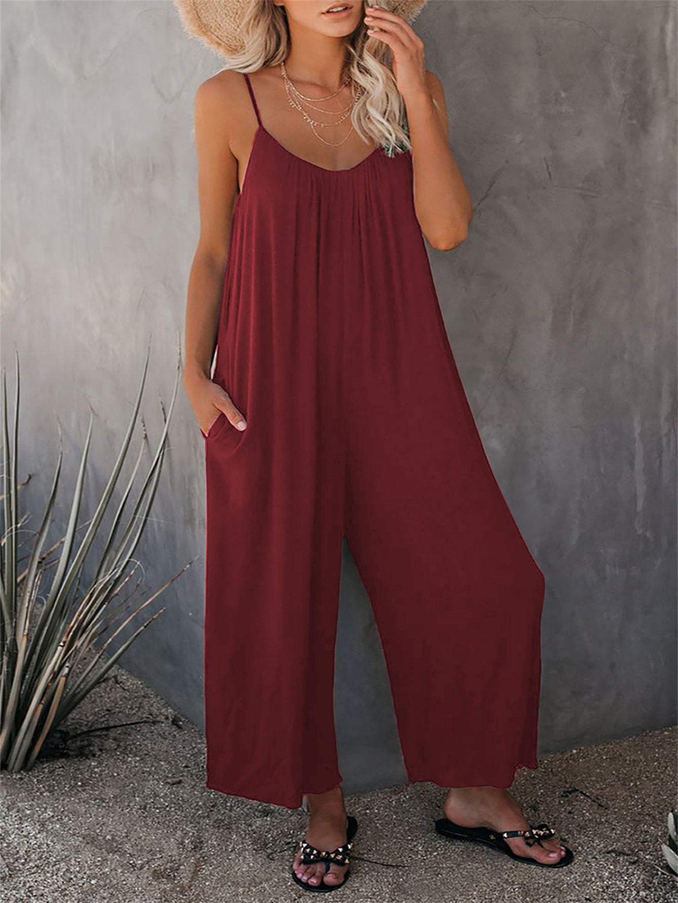 Women's Sling Jumpsuit | Street Fashion Loose Fit Romper with Pocket