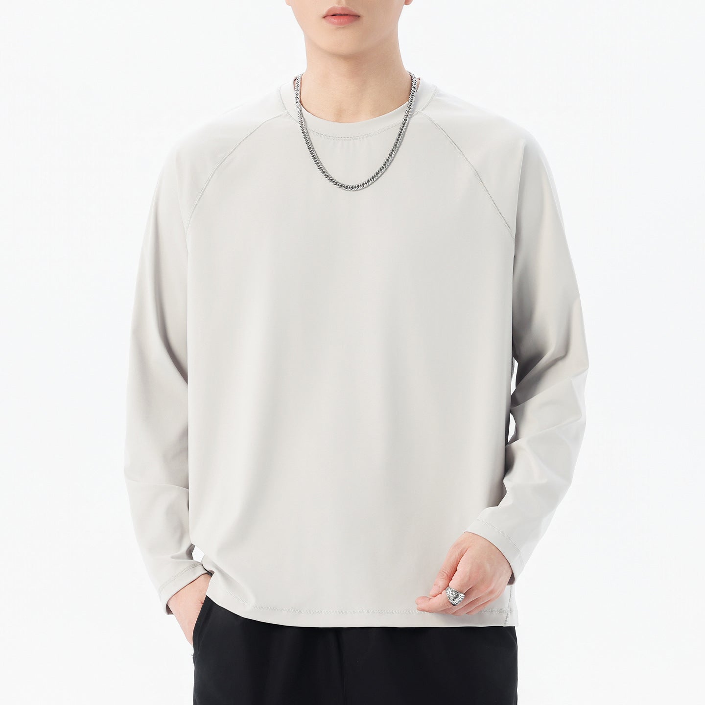 Men's Raglan Long-Sleeve Crewneck Shirt - Loose Fit