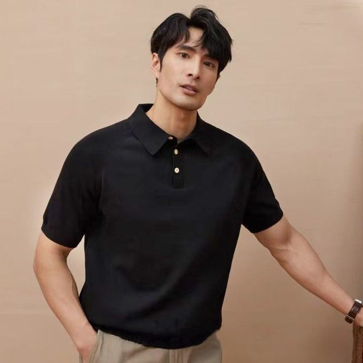 Men’s Retro Knit Lapel Polo Tee