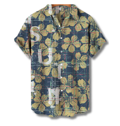 Men's Floral Print Street Style Hawaiian Shirt – Short Sleeve