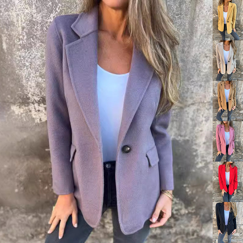Women's Short Lapel Blazer Winter Jacket