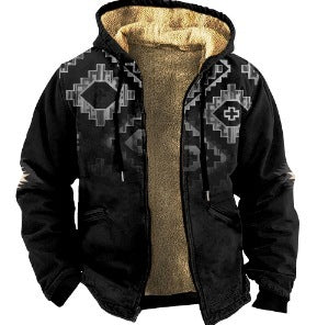 Men's Plaid Winter Jacket | Cotton-Padded Hooded Zip-Up Coat