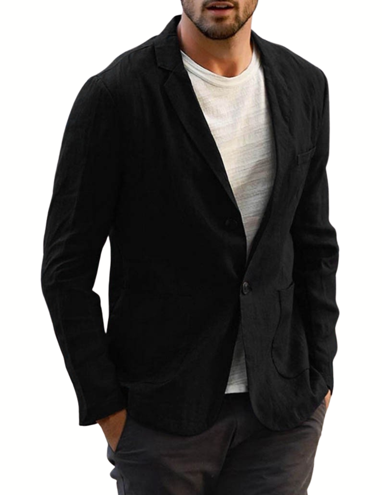 Men's Cotton Linen Casual Blazer – Lightweight Solid Color Jacket