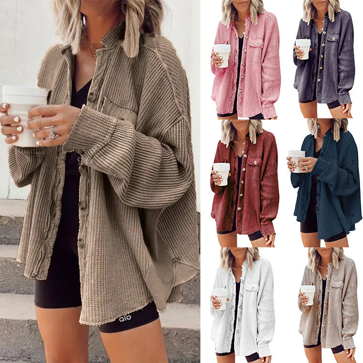 Women's Lapel Button-Up Long Sleeve Blouse