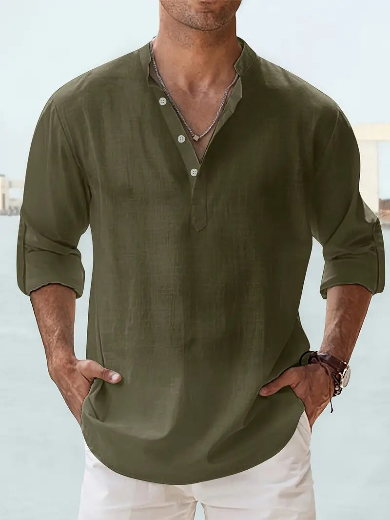 Men's Breathable Button-Down Shirt | Long Sleeve Casual & Business Wear