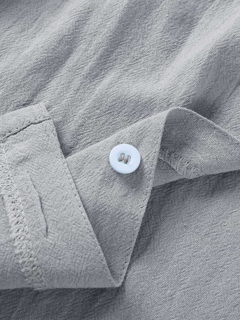 Men's Linen-Cotton Short Sleeve Shirt | Casual Loose Fit Beach Shirt