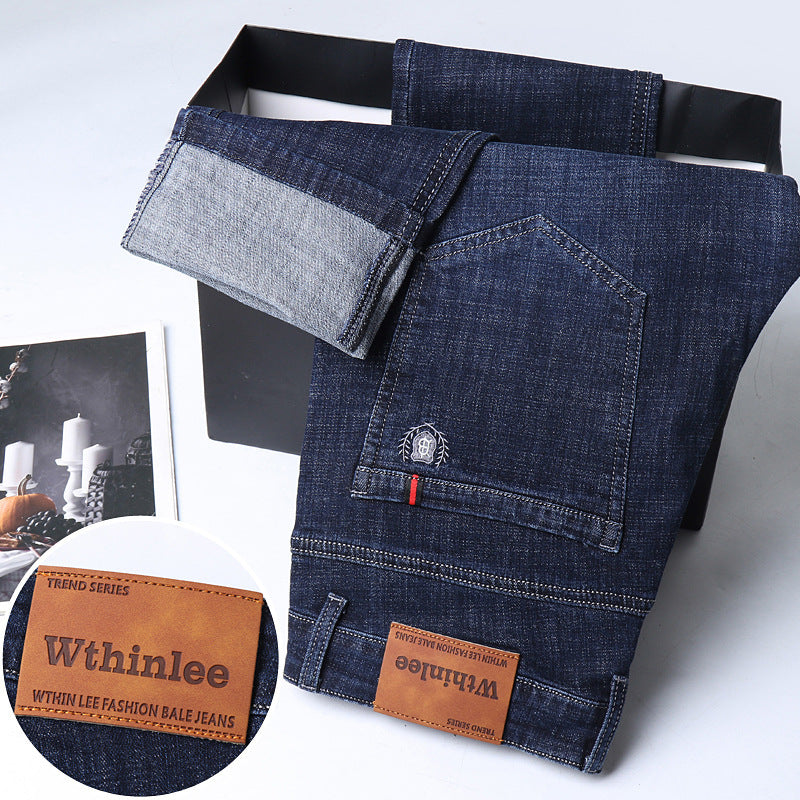 Men's Fleece-Lined Jeans | Winter Warmth Straight Loose Fit Pants