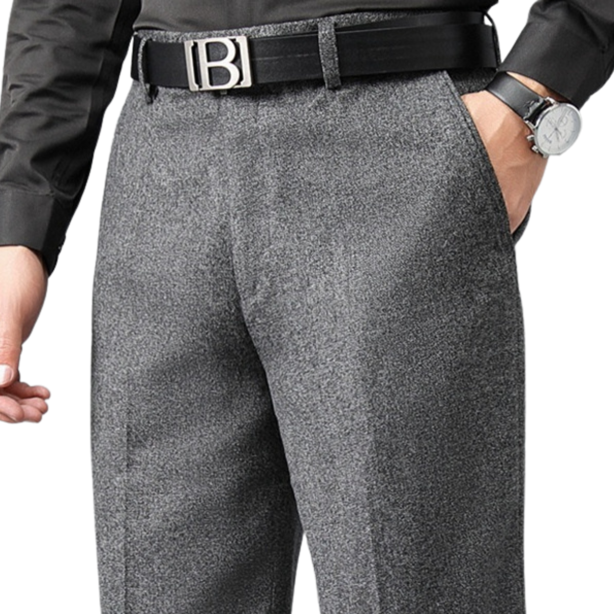 Men's High Waist Loose Straight Trousers – Comfort Fit Spring Fall
