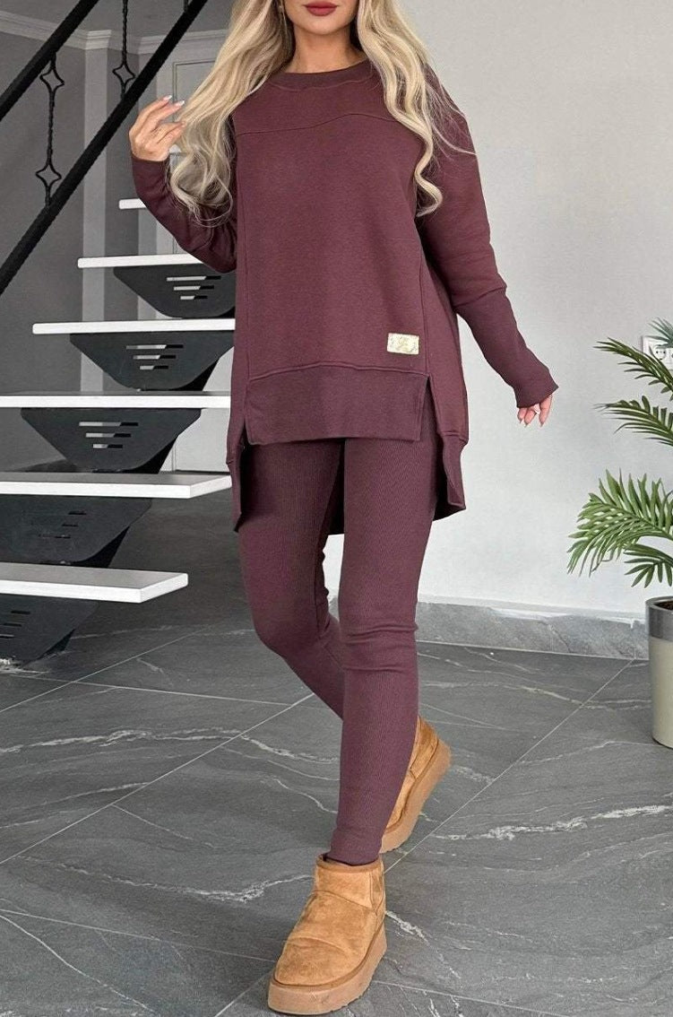 Women's Slit Sleeve Top & Trousers Set | Fashion Suit Outfit