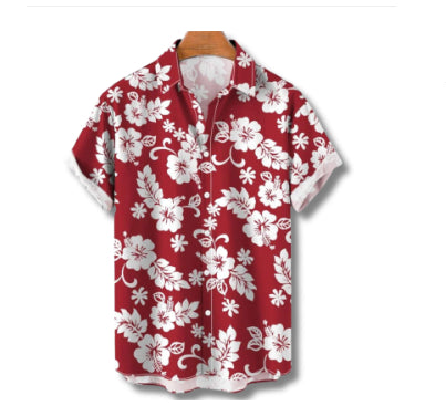 Men's Floral Print Street Style Hawaiian Shirt – Short Sleeve